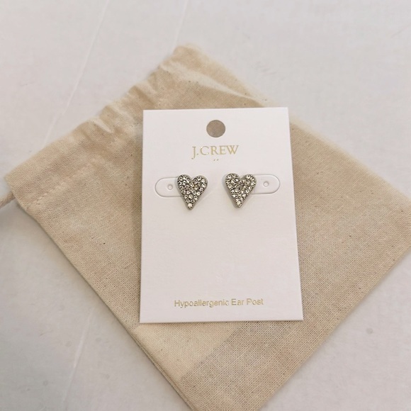 J. Crew Jewelry - J Crew Pavé crystal heart stud earrings